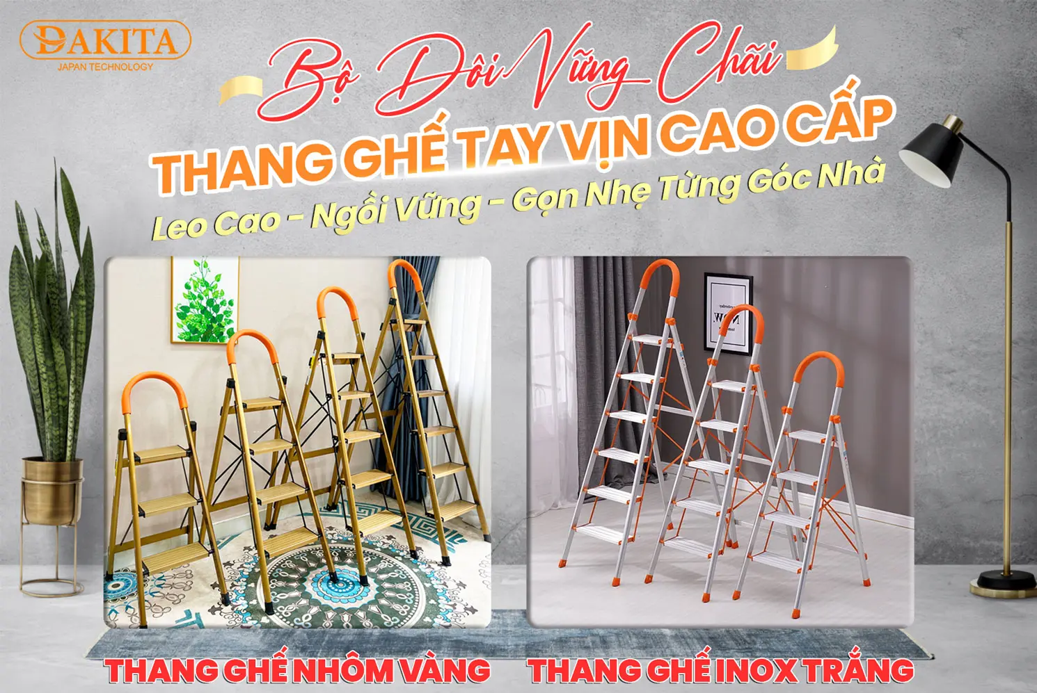 Banner Thang Ghế Nhôm Vàng DAKITA